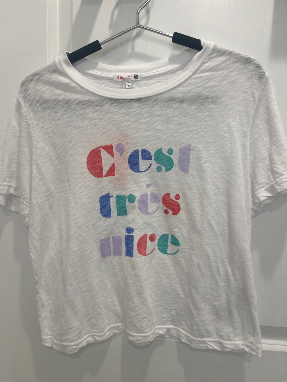 Sundry White Tee with Multicolor Graphic Letters